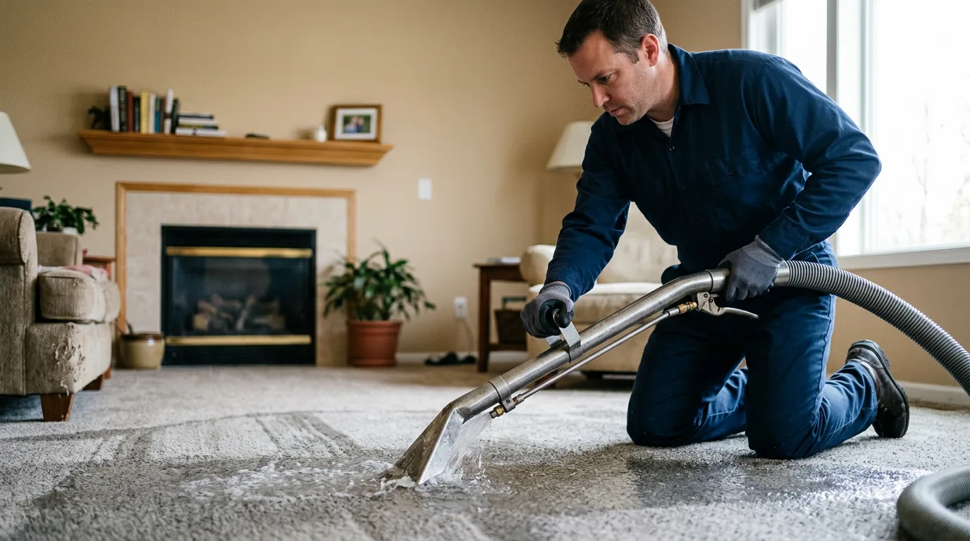 Water damage restoration technician working near East Jordan, MI